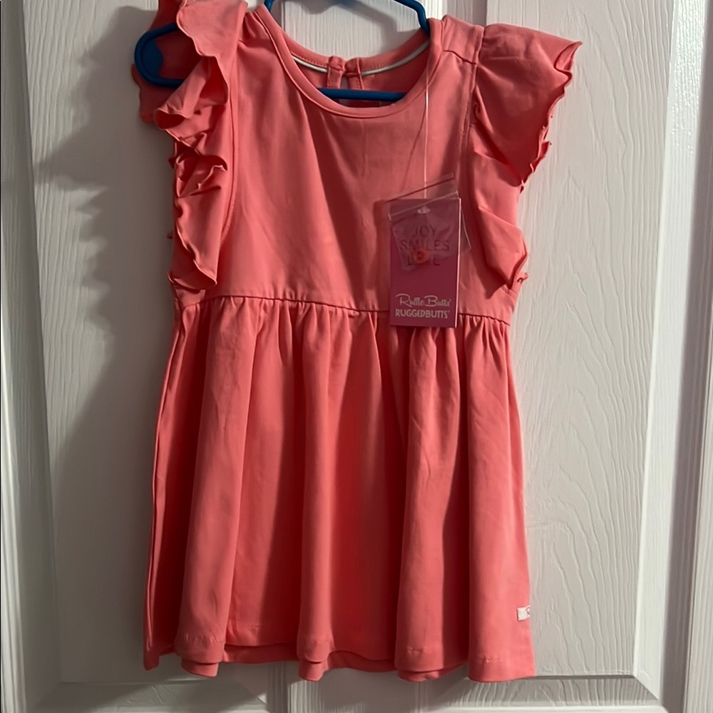 Ruffle Butts Coral Ruffle Sleeve Dress